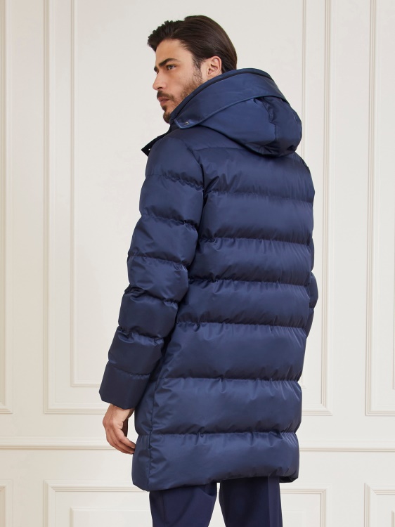 синьо Guess Marciano реално дълго яке с пух