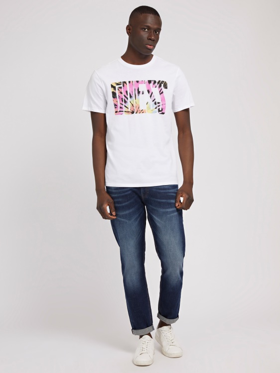 тениска с лого Tie-dye Guess бяла