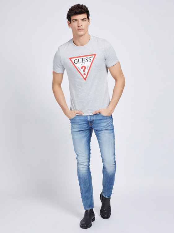 Guess сив триъгълник лого тениска нова тенденция