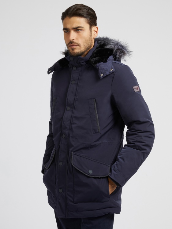 истинска пухена парка Guess Blue
