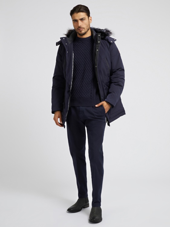 истинска пухена парка Guess Blue