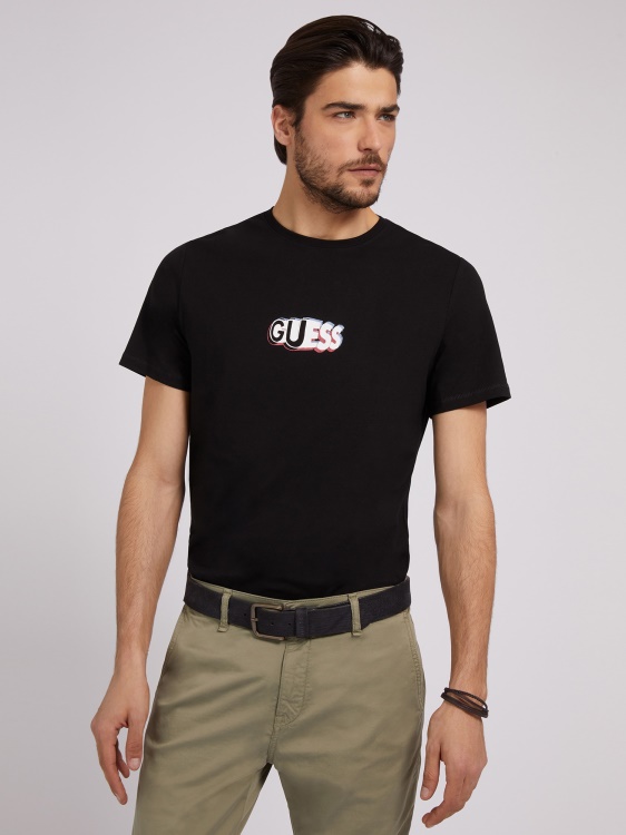 тениска с предно лого Guess Black нова тенденция