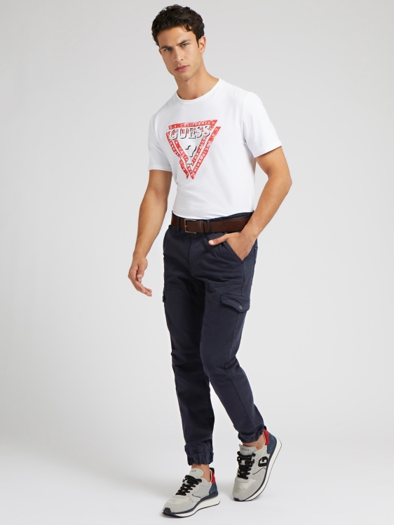 бяла тениска с лого на Guess Triangle