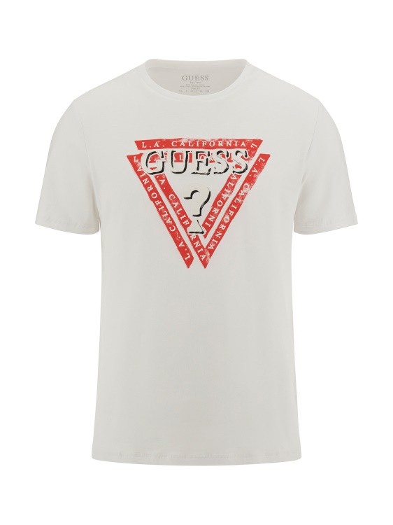 бяла тениска с лого на Guess Triangle