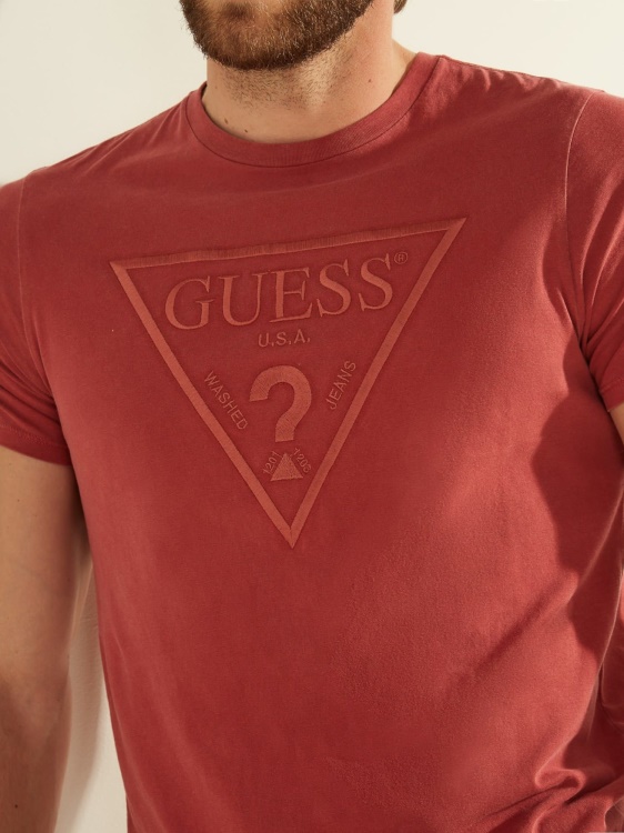 Guess лого триъгълник тениска червен мулти
