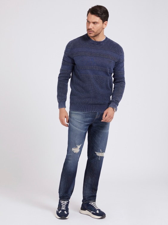 Guess раиран пуловер тъмно син