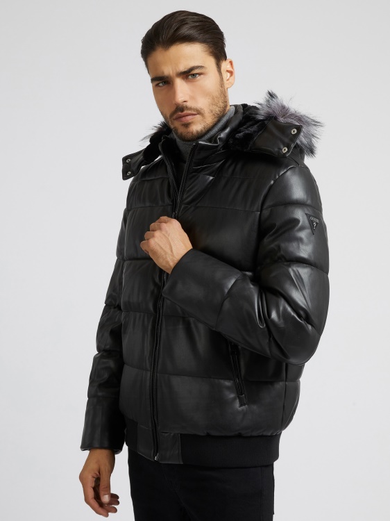 пуфър от изкуствена кожа Guess
