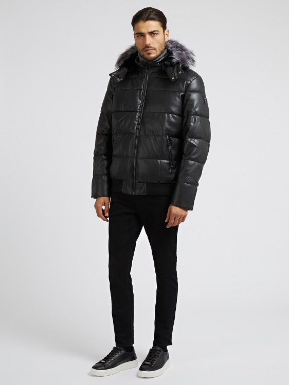 пуфър от изкуствена кожа Guess