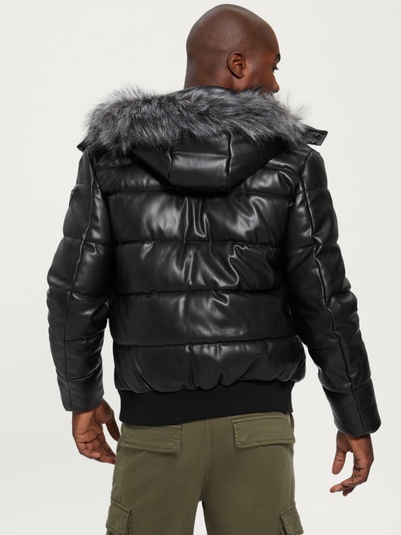 пуфър от изкуствена кожа Guess