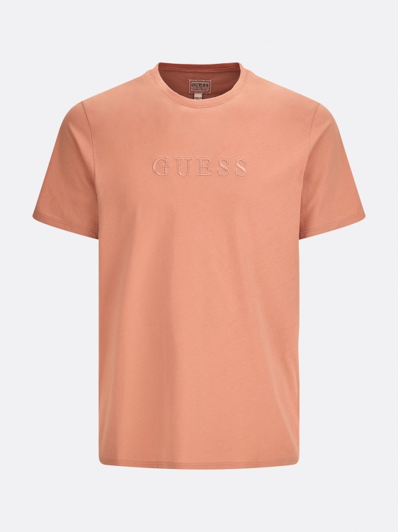 розова тениска с лого тон в тон Guess