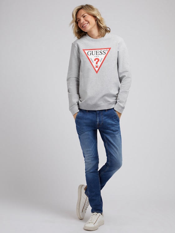 сив суичър с лого с много триъгълници Guess