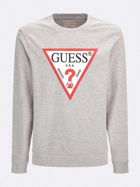 сив суичър с лого с много триъгълници Guess