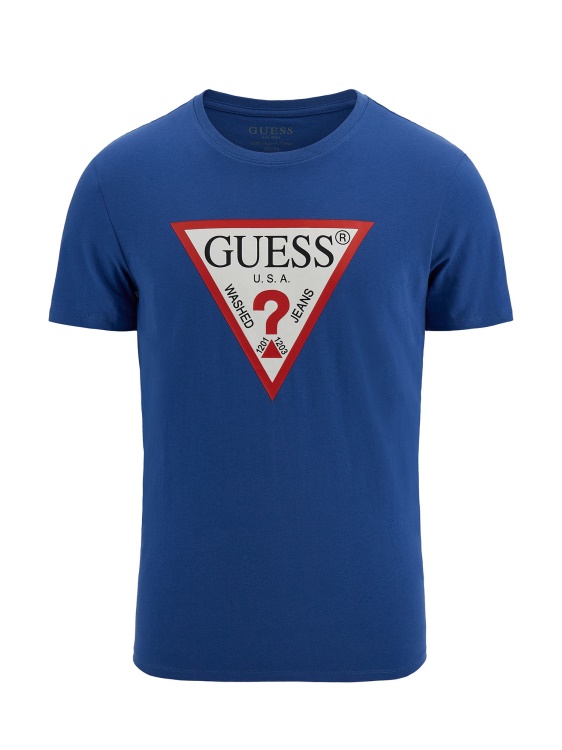 син триъгълник лого тениска Guess