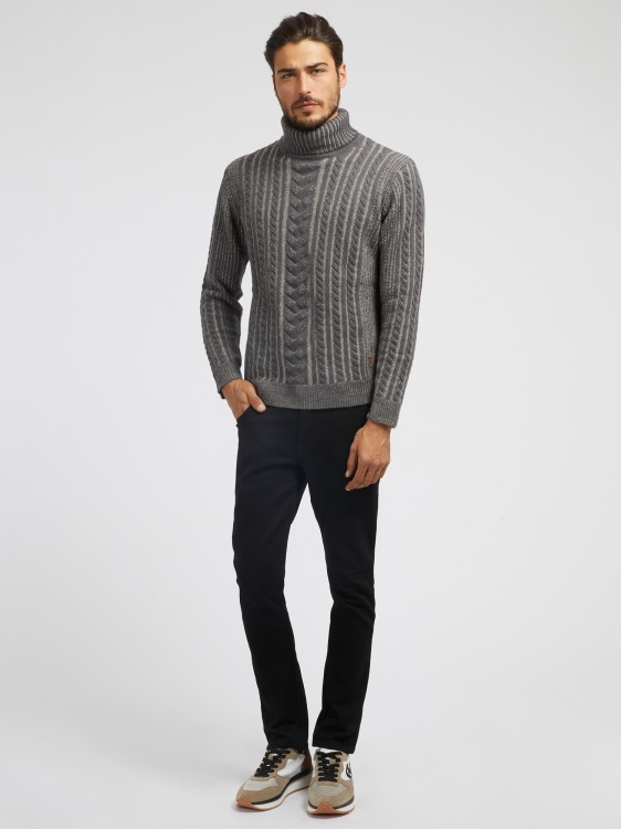 вълнен плетен пуловер Guess сив