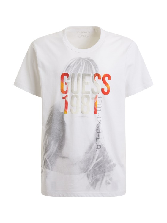 бяла тениска с предно лого на Guess