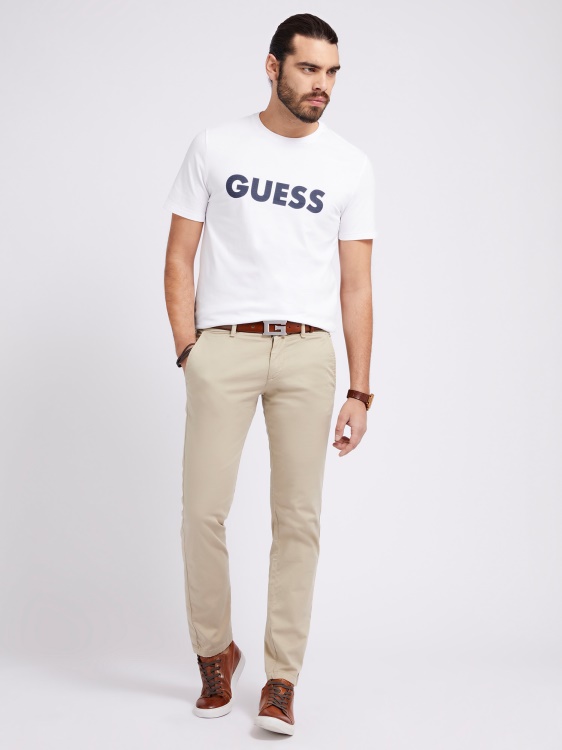 предна бяла тениска с лого Guess