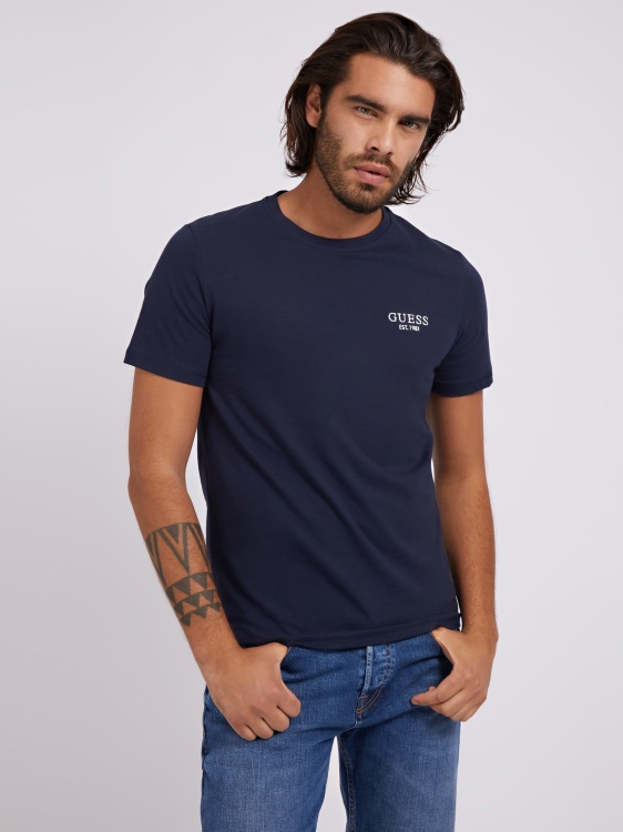 синя тениска с щампа Guess Back