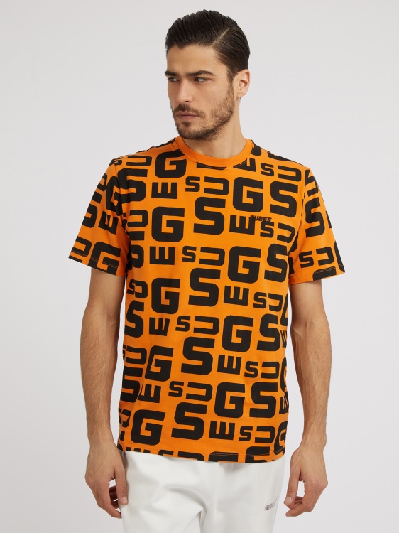 оранжева тениска с лого Guess