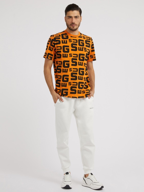 оранжева тениска с лого Guess