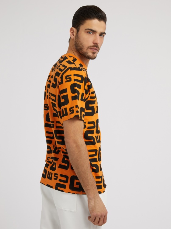 оранжева тениска с лого Guess