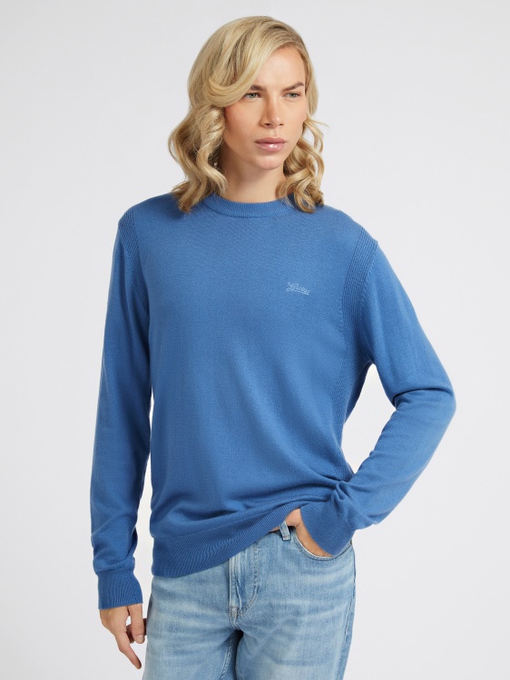 син пуловер с кръгла яка Guess