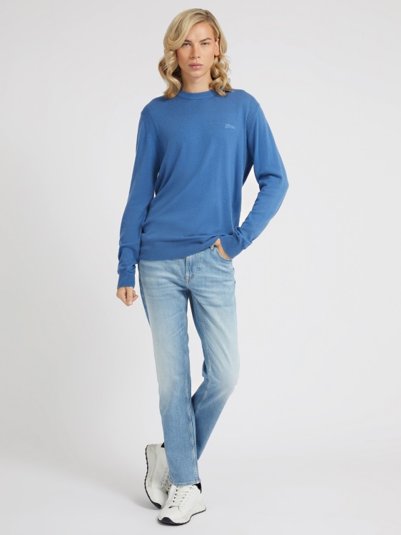 син пуловер с кръгла яка Guess