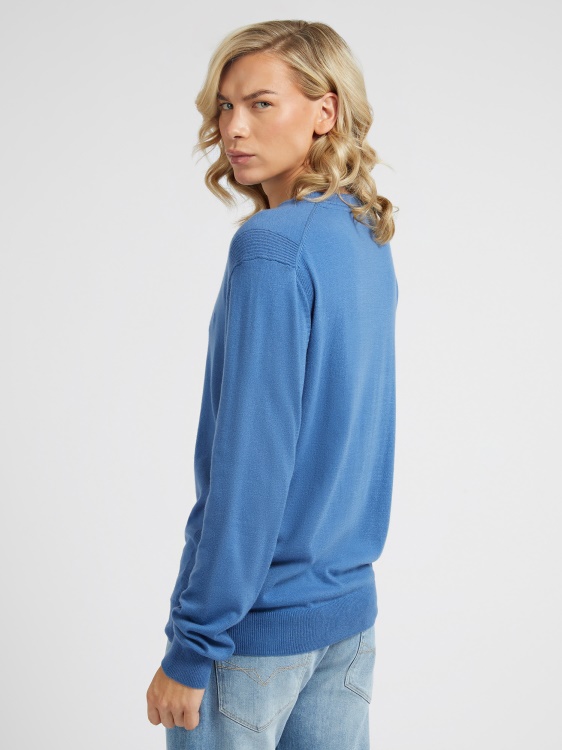 син пуловер с кръгла яка Guess