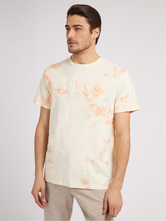 тениска Guess Tie-dye бяла мулти