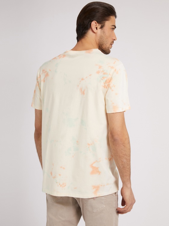тениска Guess Tie-dye бяла мулти