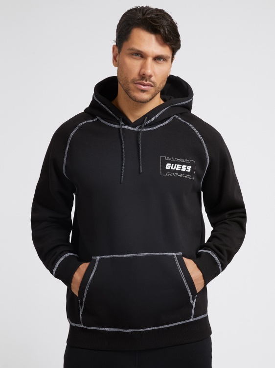 черен преден суичър с лого Guess