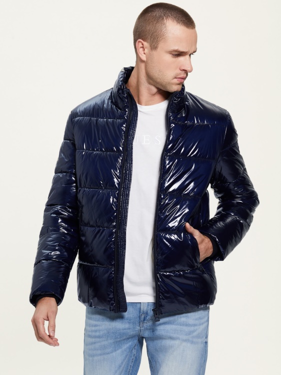 течен ефект син пуфър Guess