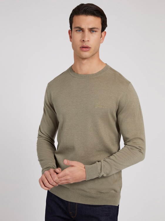 пуловер с кръгла Guess зелен