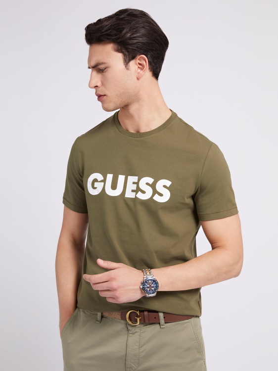 Guess тениска с предно лого зелена нова тенденция