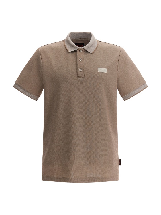 бежова поло тениска с лого отпред Guess