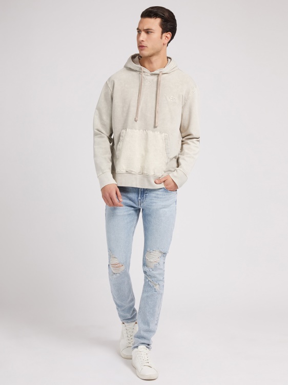 бял суичър Guess с преден джоб