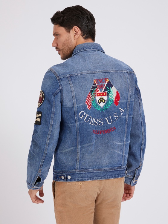 синьо дънково яке с кръпка на гърба Guess