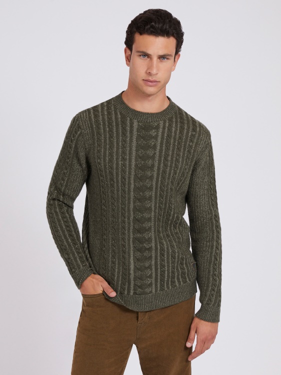 вълнен плетен пуловер Guess Green