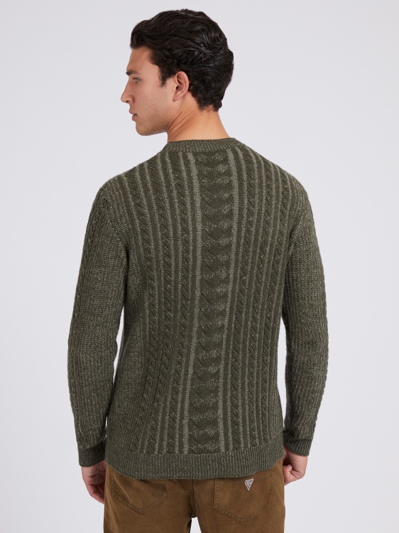 вълнен плетен пуловер Guess Green