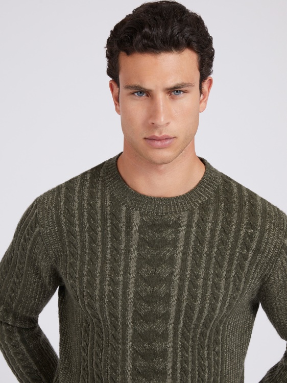 вълнен плетен пуловер Guess Green