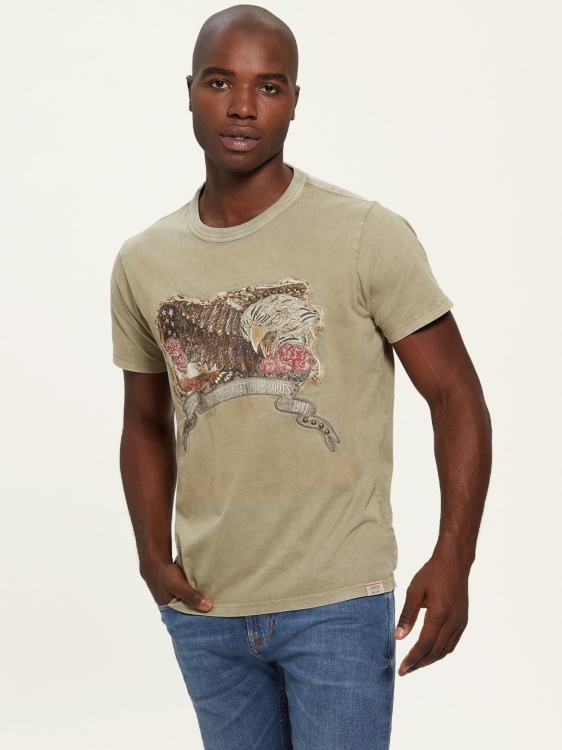 зелена тениска Guess Front Patch