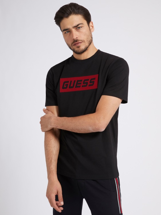 нова черна тениска с лого отпред Guess