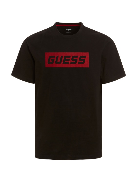 нова черна тениска с лого отпред Guess