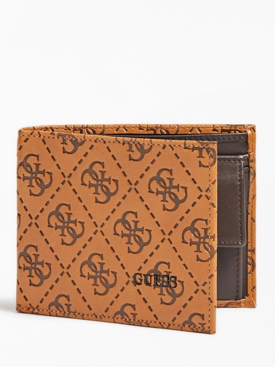 Guess кафяв портфейл с релефно лого Vezzola 4g