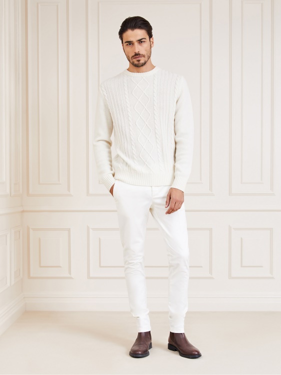 Marciano кашмирен кабелен пуловер крем Guess