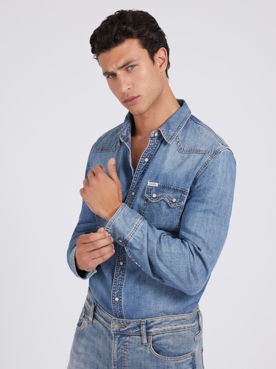 стандартна дънкова риза Guess Blue