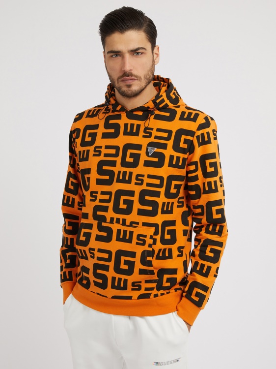 суичър с оранжево лого Guess