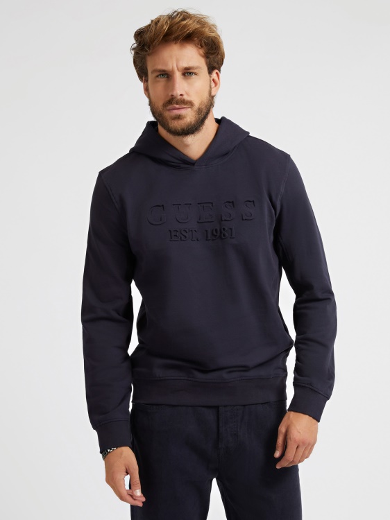 суичър с релефно предно лого Guess Blue