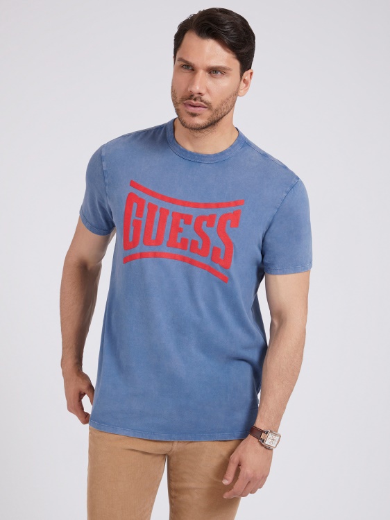 тениска с предно лого Guess Blue нова тенденция