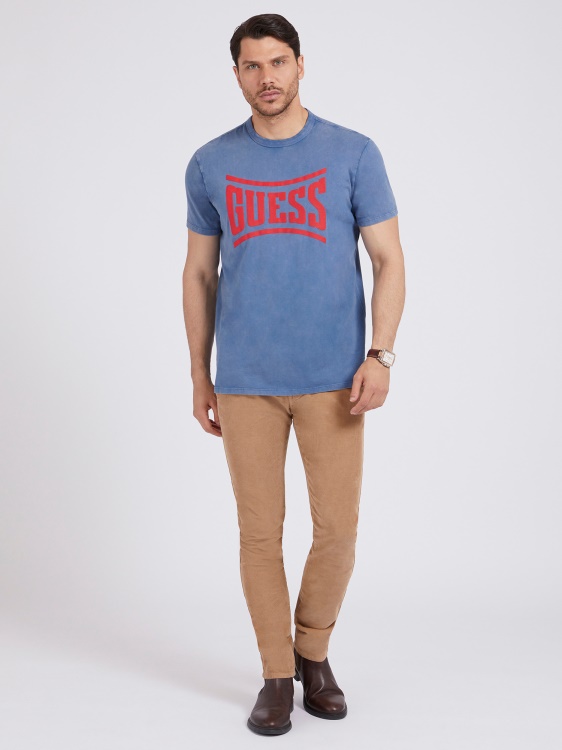 тениска с предно лого Guess Blue нова тенденция