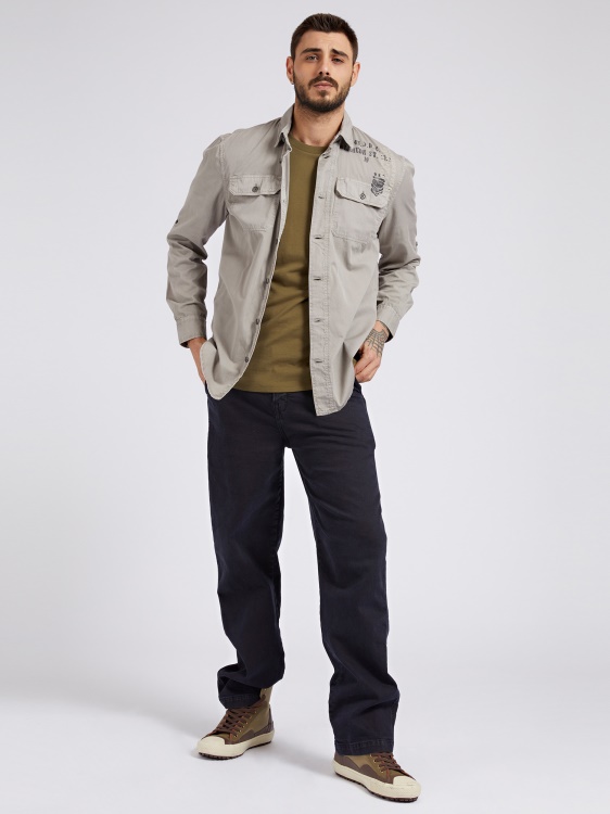 риза с щампа отпред Guess сива